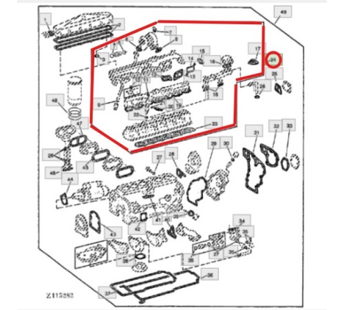 Комплект прокладок верха двигателя JOHN DEERE 6466T AR98851