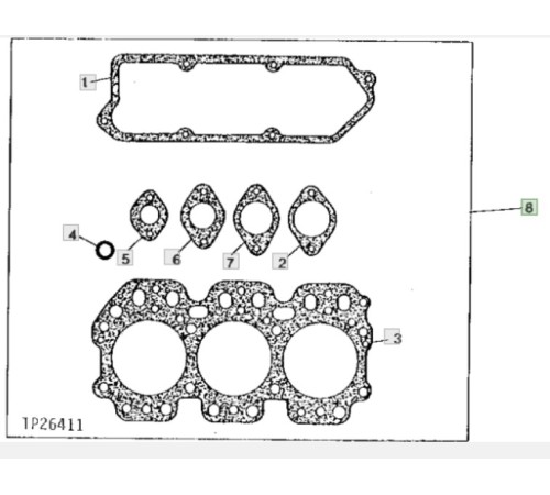 Комплект прокладок верха двигателя JOHN DEERE 3164 /3179 3 цил RE37469 Vapromatic