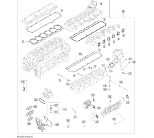 Комплект прокладок верха двигателя JOHN DEERE 6090 RE528402