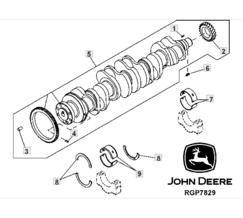 Коленвал JOHN DEERE 6081 6 цилиндров RE534314