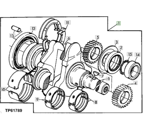 Коленвал JOHN DEERE 4 цилиндра нос-79mm RE54883