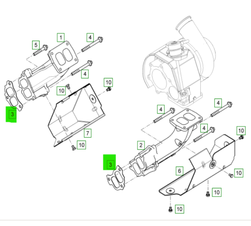 Прокладка выпускного коллектора LIEBHERR D9508, D9512