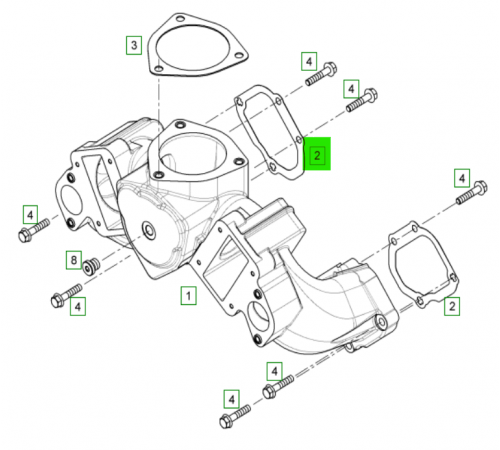 Прокладка впускного коллектора концевая LIEBHERR D9508 / D9512