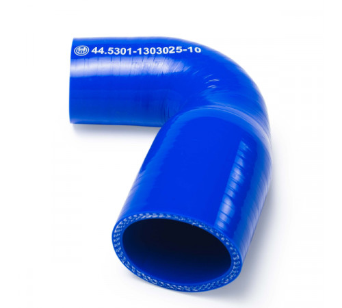 Патрубок радиатора верх. угловой (L=100х85, d=38х52) силикон (44.5301-1303025-10) МД