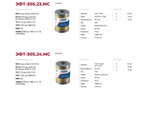 Топливный фильтр элемент ЭФТ-305.23.МС (240-1117030) МД