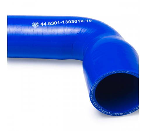 Патрубок радиатора ниж. угловой (L=90х120, d=38х52) силикон (44.5301-1303010-10) МД