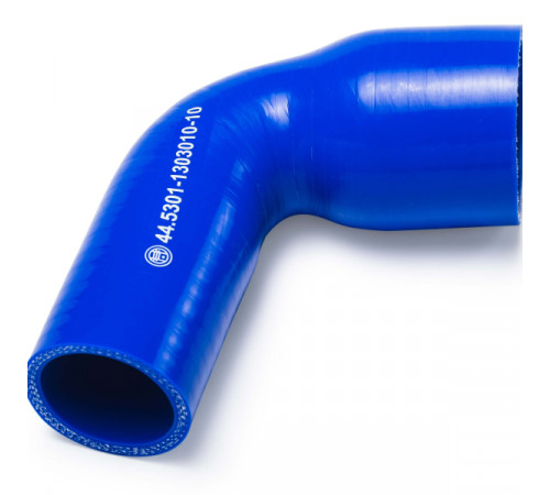 Патрубок радиатора ниж. угловой (L=90х120, d=38х52) силикон (44.5301-1303010-10) МД