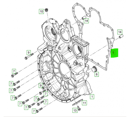 Прокладка крышки картера маховика LIEBHERR D9508, D9512